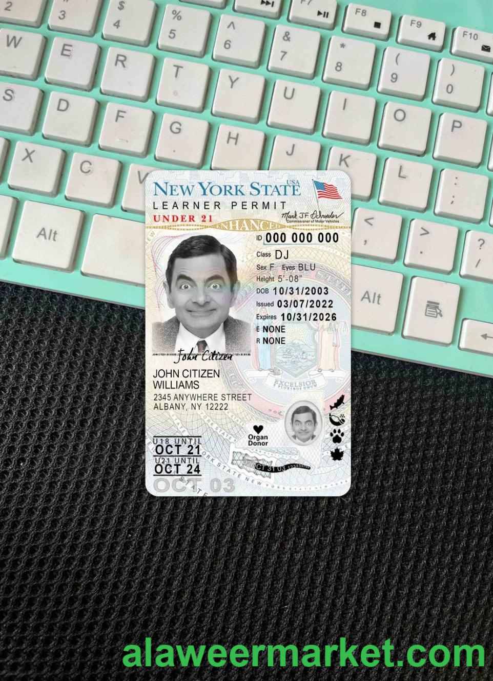 USA New York driving license under 21 (version 2) photolook FRONT